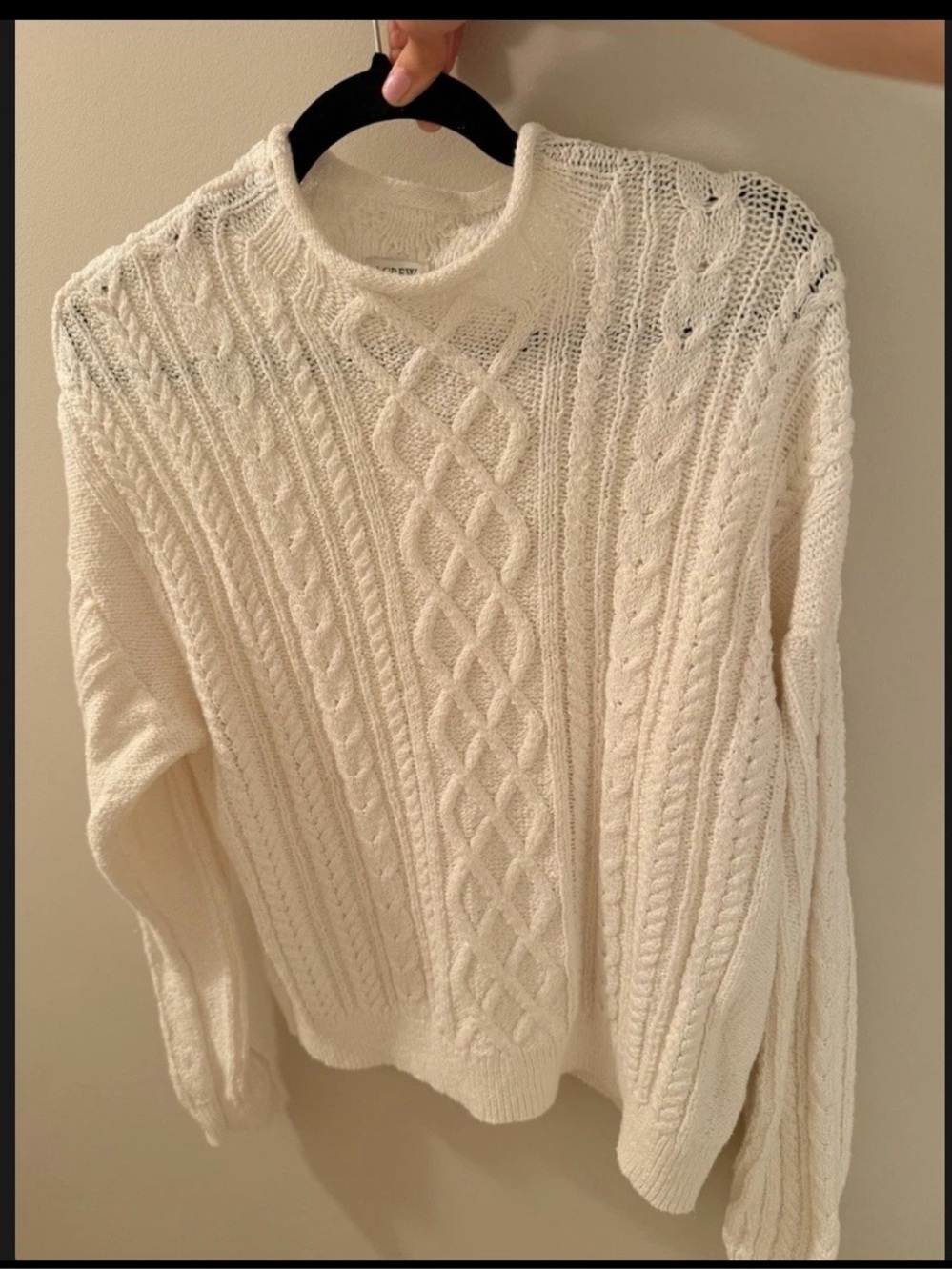 J.CREW White Cable-Knit Cowl Neck
Pullover Sweater Long Sleeve Women's L